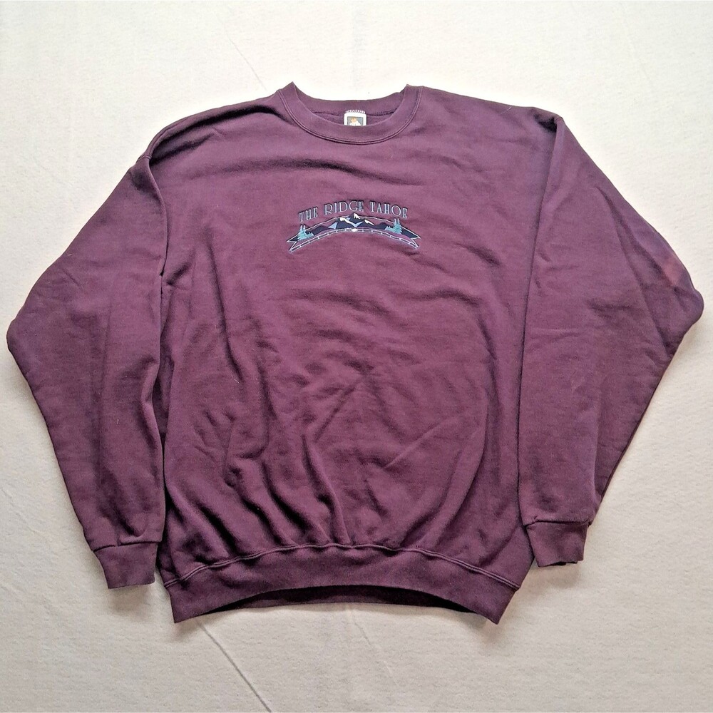 Vintage 90s The Ridge Tahoe Embroidered Burgundy Red Sweatshirt - Men's Size 2XL